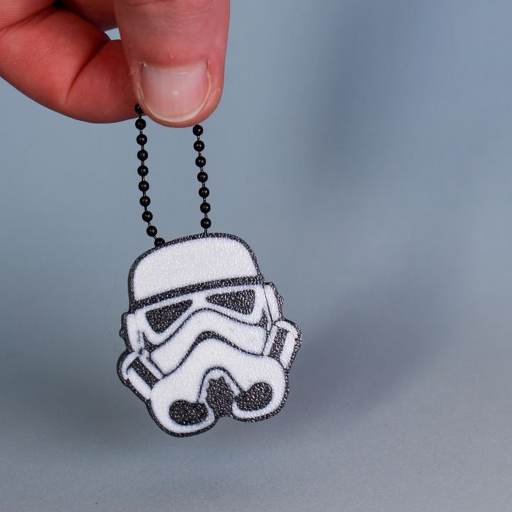 3D Printable Stormtrooper Helmet Fidget Clicker - Keychain by
